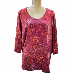 Catherines Multi-Color Pullover Top V-Neck 2X